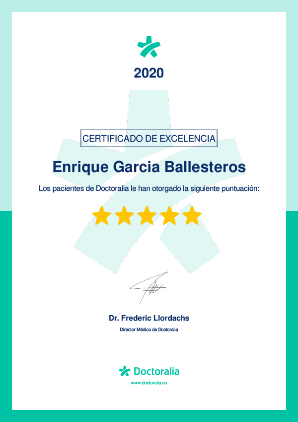 Certificado de Calidad Doctoralia Enrique García Ballesteros 2020