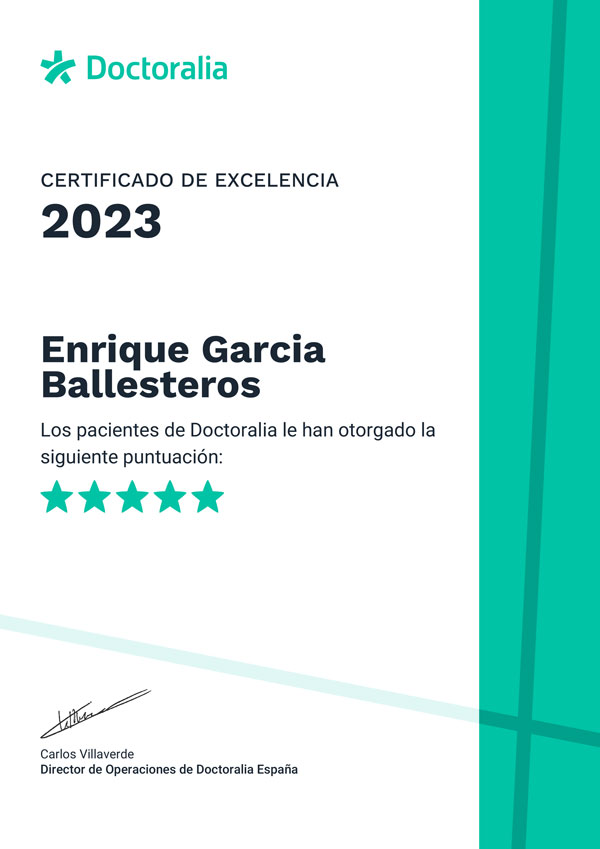 Certificado de Excelencia Doctoralia Enrique García Ballesteros 2021